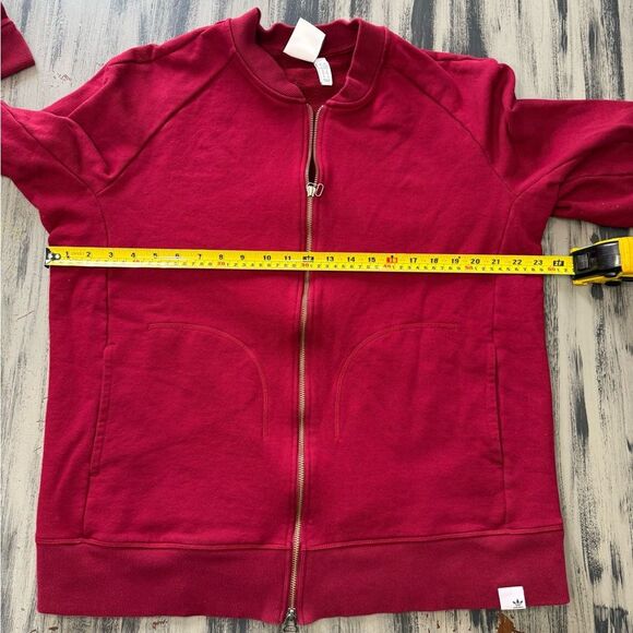 Adidas Vibrant Maroon Ribbed Zip Up Sweatshirt - Picture 6 of 8